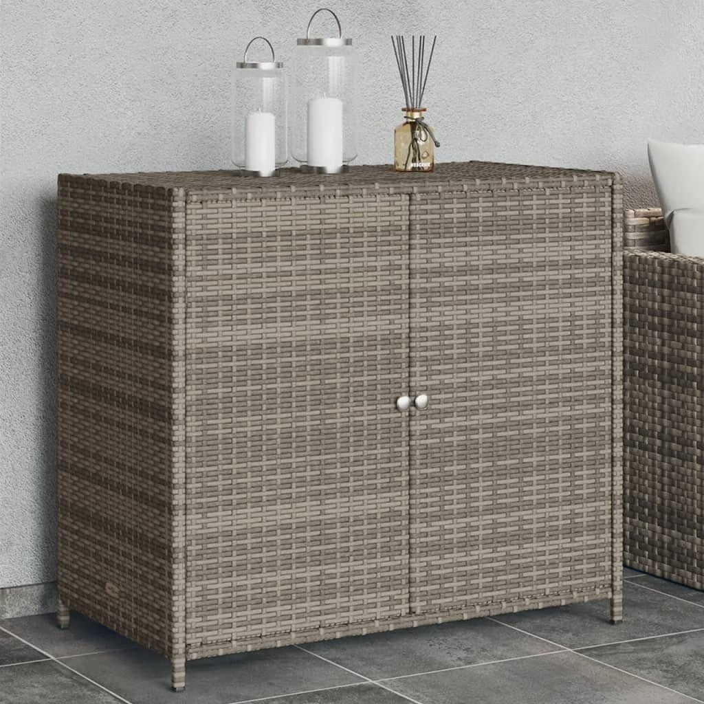 VidaXL Contemporary Poly Rattan Storage Cabinet, 32.7" x 17.7" x 29.9", Gray