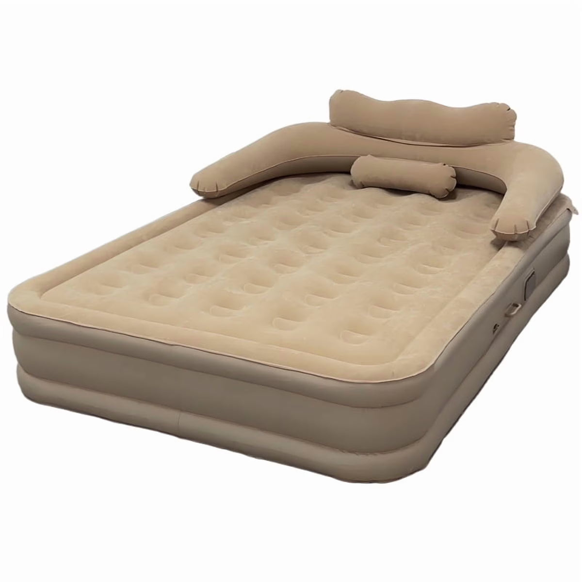 Buric double bed Large Size Air Mattress with Headboard - Dual Pump, Inflatable Camping Airbed Electric(Brown75.5" x 59.8" x 15.7")