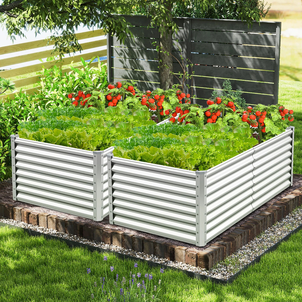 Gymax Raised Garden Bed Large Metal Planter Box Kit for Vegetable Herb 6' x 3' x 2'