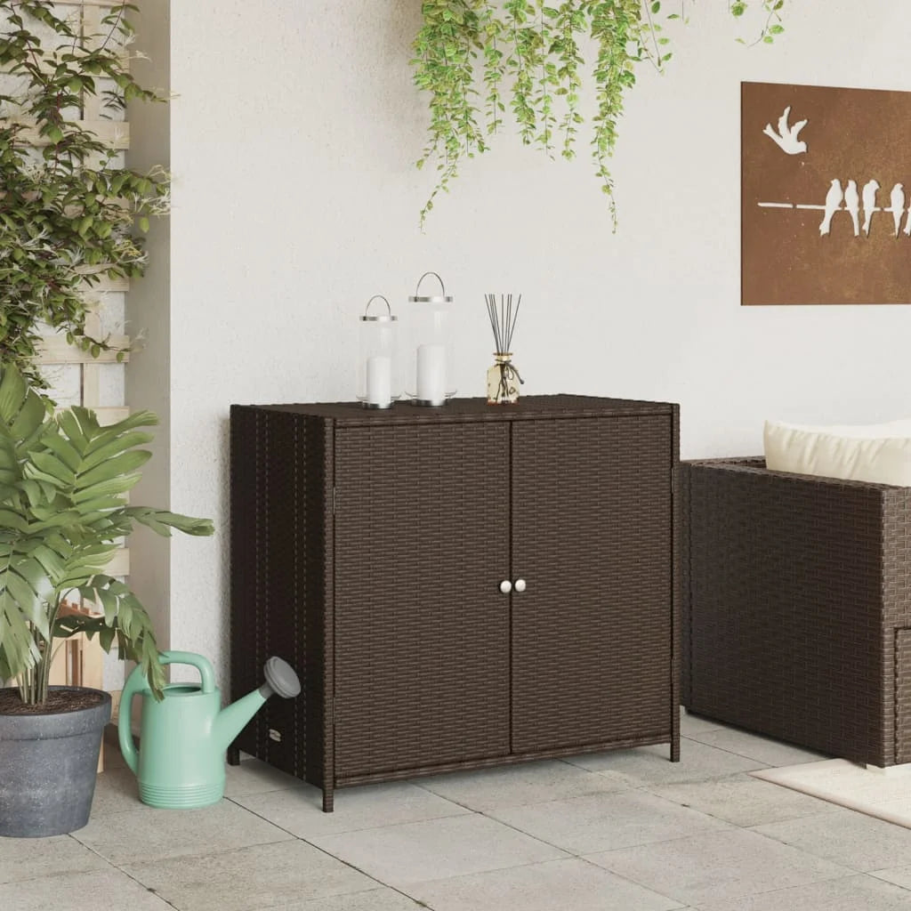 VidaXL Contemporary Poly Rattan Storage Cabinet, 32.7" x 17.7" x 29.9", Gray