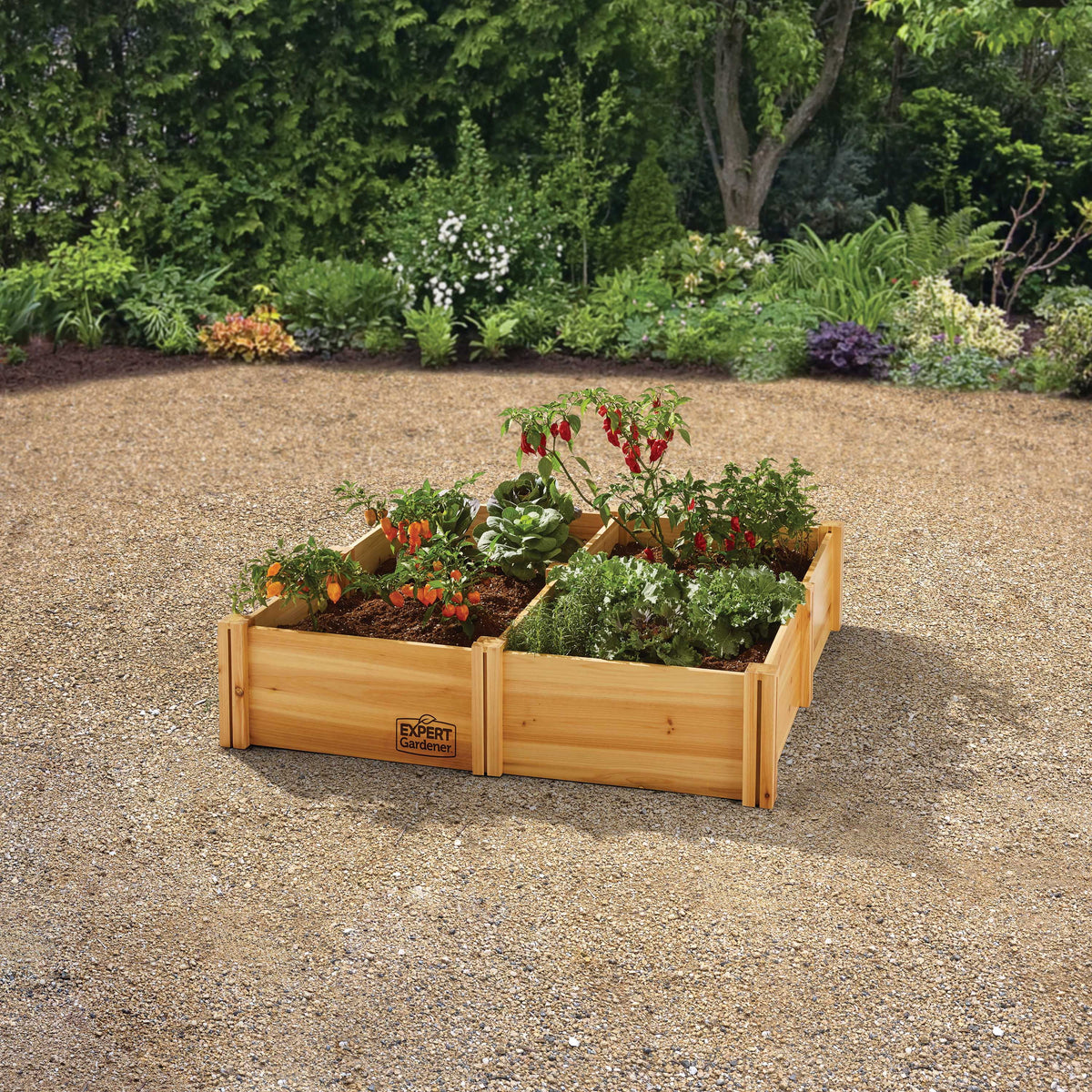 Jardinière d'extérieur en bois Expert Gardener, 2,25 m L x 0,6 m l x 27 cm H
