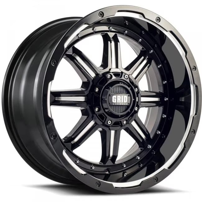 Grid Wheels 118955M1 18 in. Dia. x 9 in. GD10 0 mm Offset, 5 x 150 mm Wheel with Milled Lip, Gloss Black