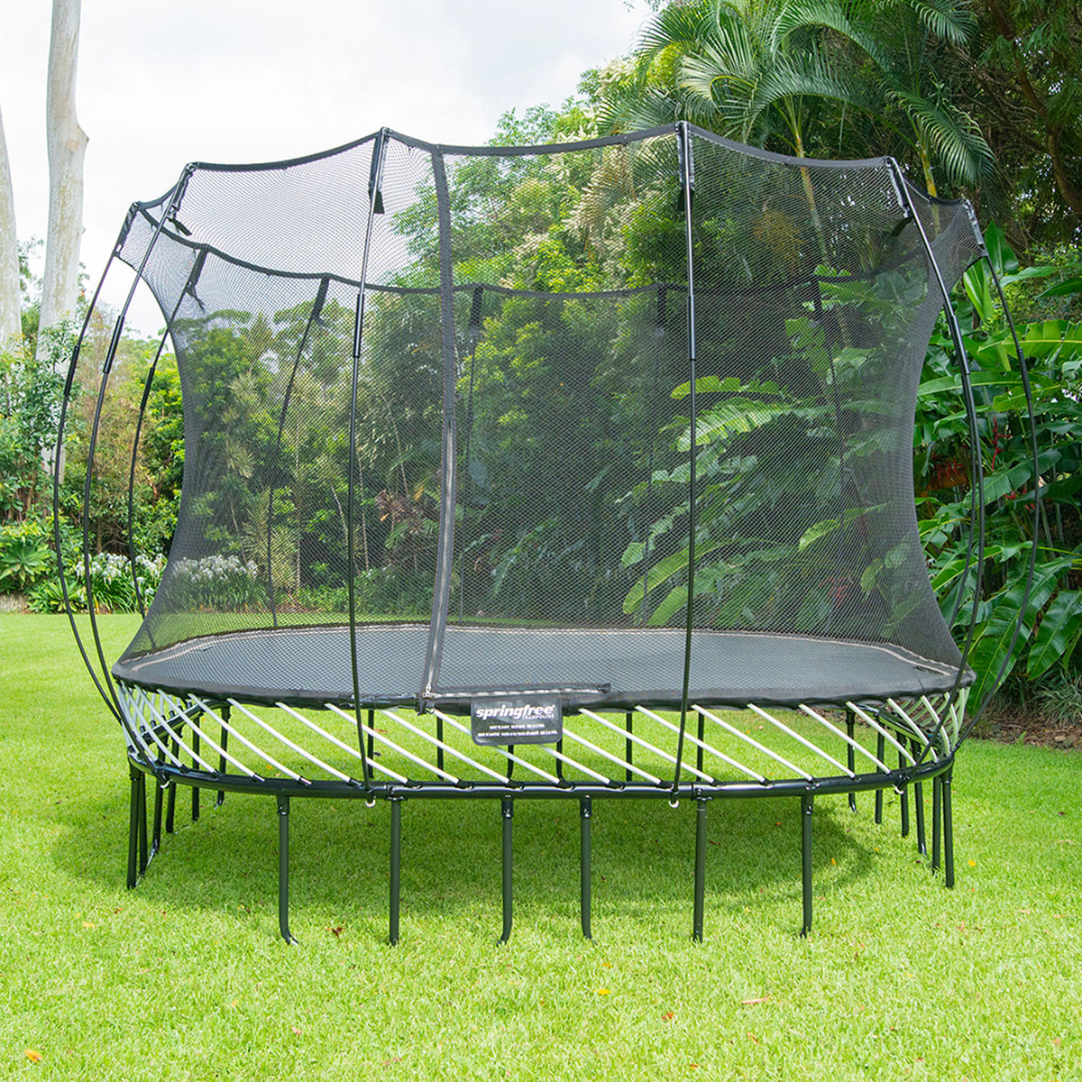 Springfree 13' x 13' Square Backyard Trampoline with Accessories, Black