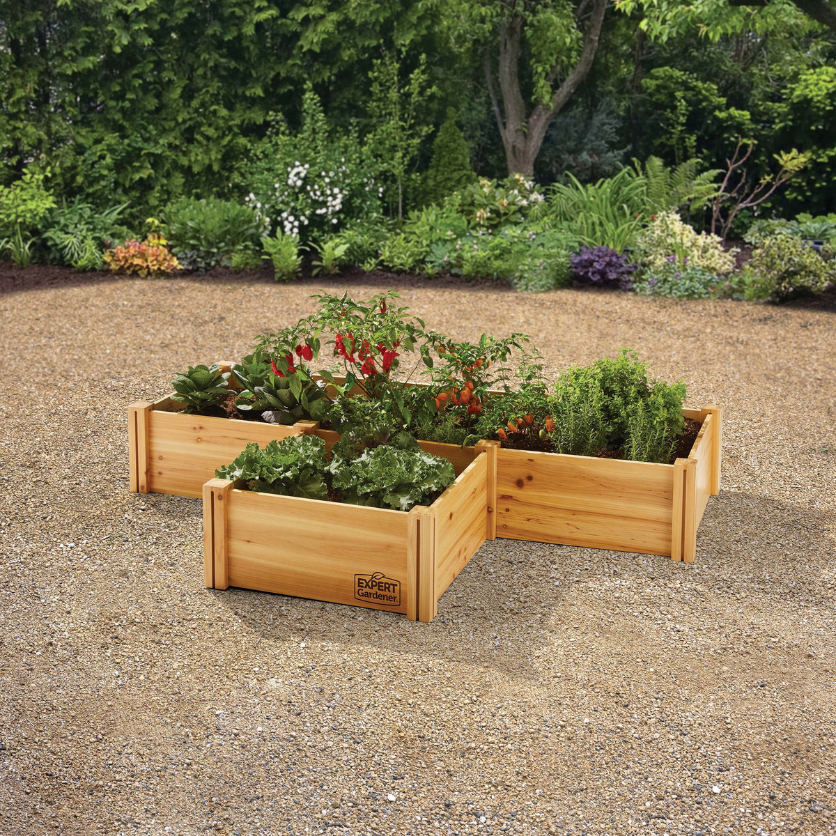 Jardinière d'extérieur en bois Expert Gardener, 2,25 m L x 0,6 m l x 27 cm H