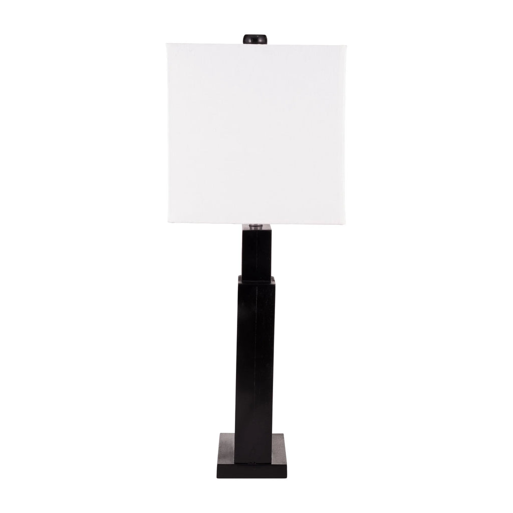 Sagebrook Home Modern Neutral Wood, 27"H Geometric Black Table Lamp - 18" x 10" x 27"