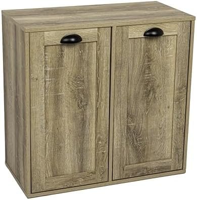 Household Essentials Laundry Sorter Cabinet, Oak Finish