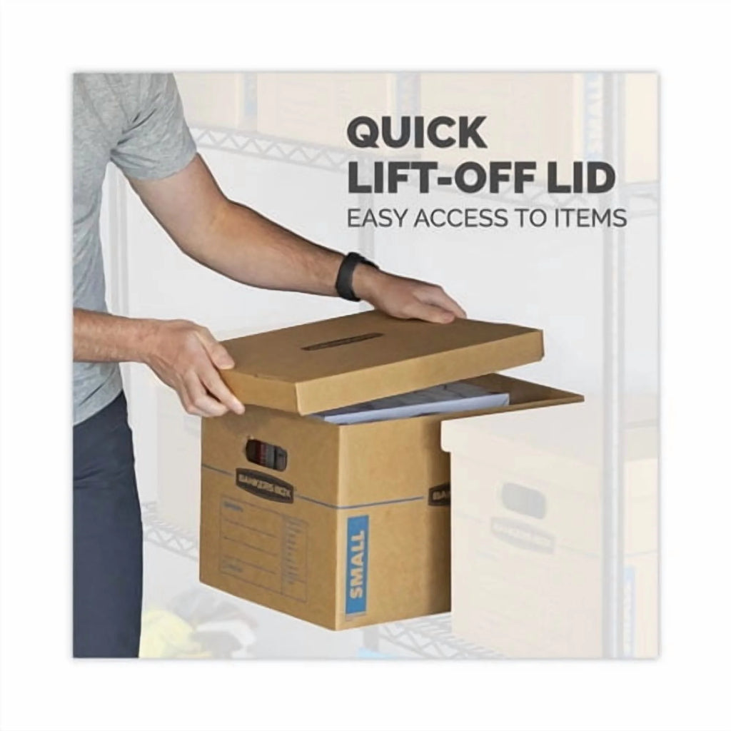 SmoothMove Classic Moving/Storage Boxes, Half Slotted Container (HSC), Medium, 15" x 18" x 14", Brown/Blue, 8/Carton - Bundle of 5 Cartons