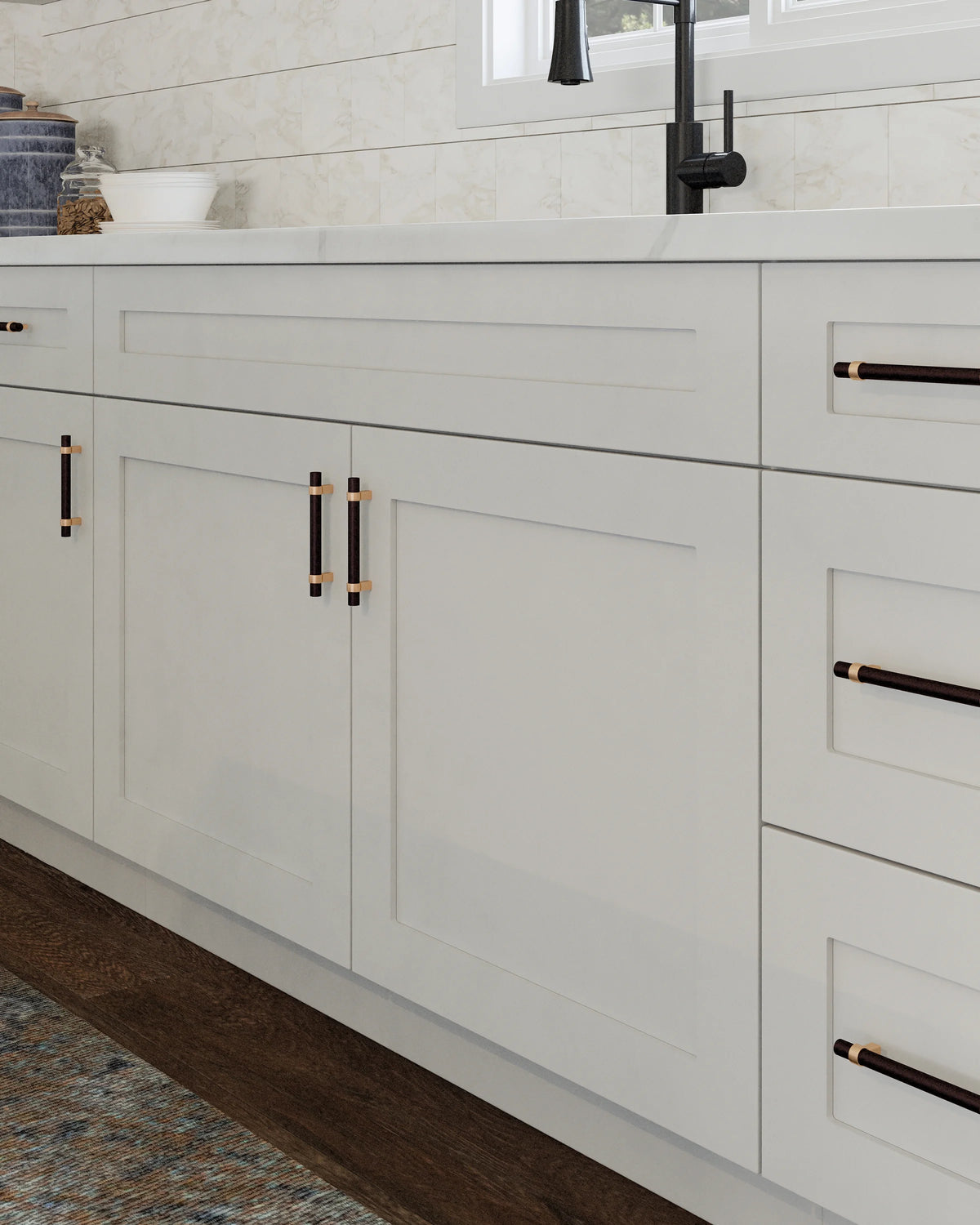 Design House Brookings Assembled Shaker Style Base Kitchen Cabinet (36" x 34.5" x 24"), Sherwin Williams White