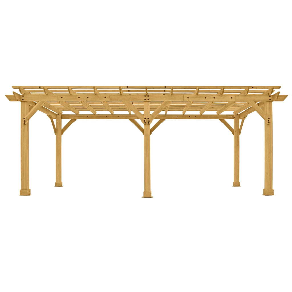 Pergola Yardistry Meridian 10 pi x 22 pi x 8 pi en cèdre naturel, design à niveaux multiples