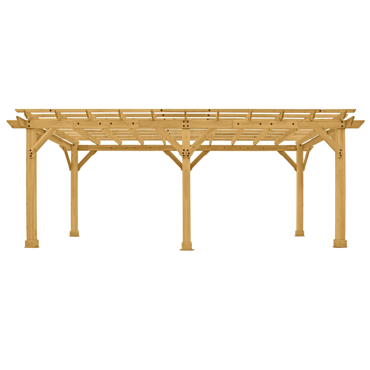 Pergola Yardistry Meridian 10 pi x 22 pi x 8 pi en cèdre naturel, design à niveaux multiples