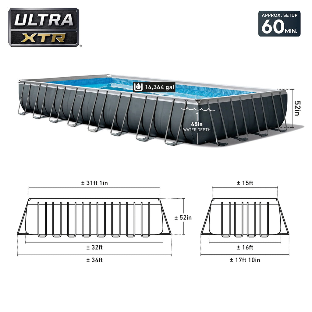 INTEX Ultra XTR 24' x 12' x 52" Above Ground Swimming Pool Set w/ Pump