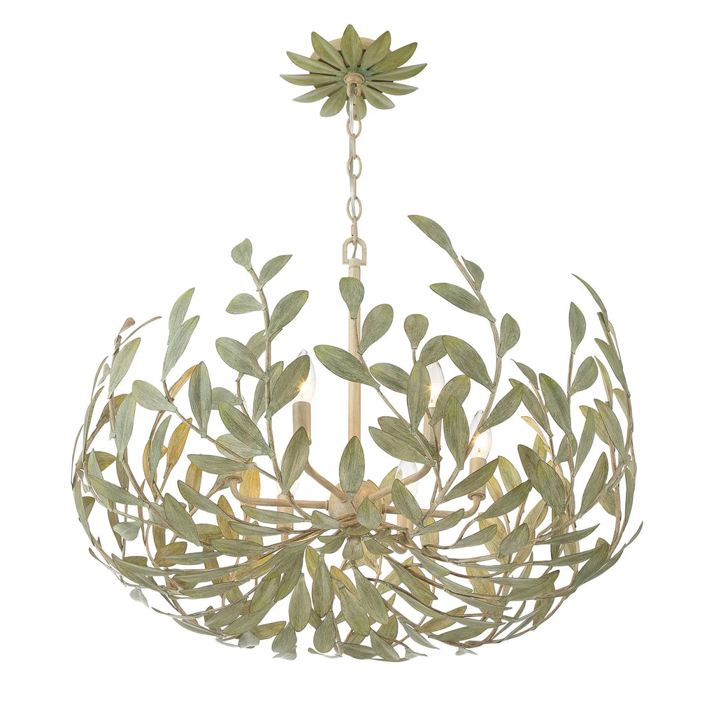 Lustre Crystorama Broche à 6 lumières, or antique - 27 po L x 19 po H x 27 po P