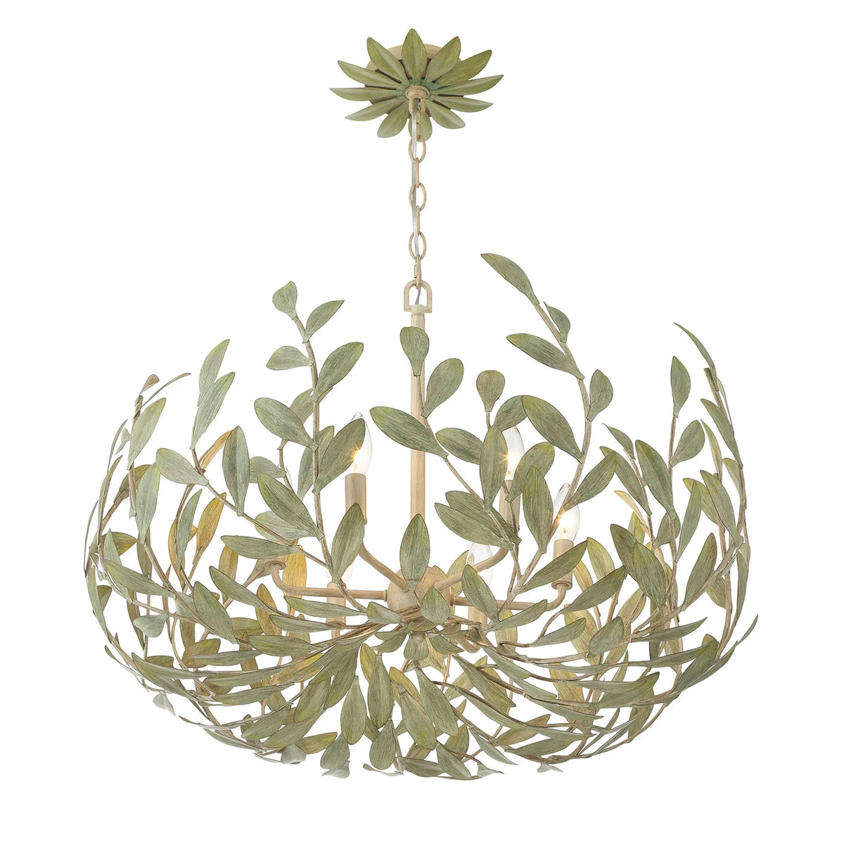 Lustre Crystorama Broche à 6 lumières, or antique - 27 po L x 19 po H x 27 po P