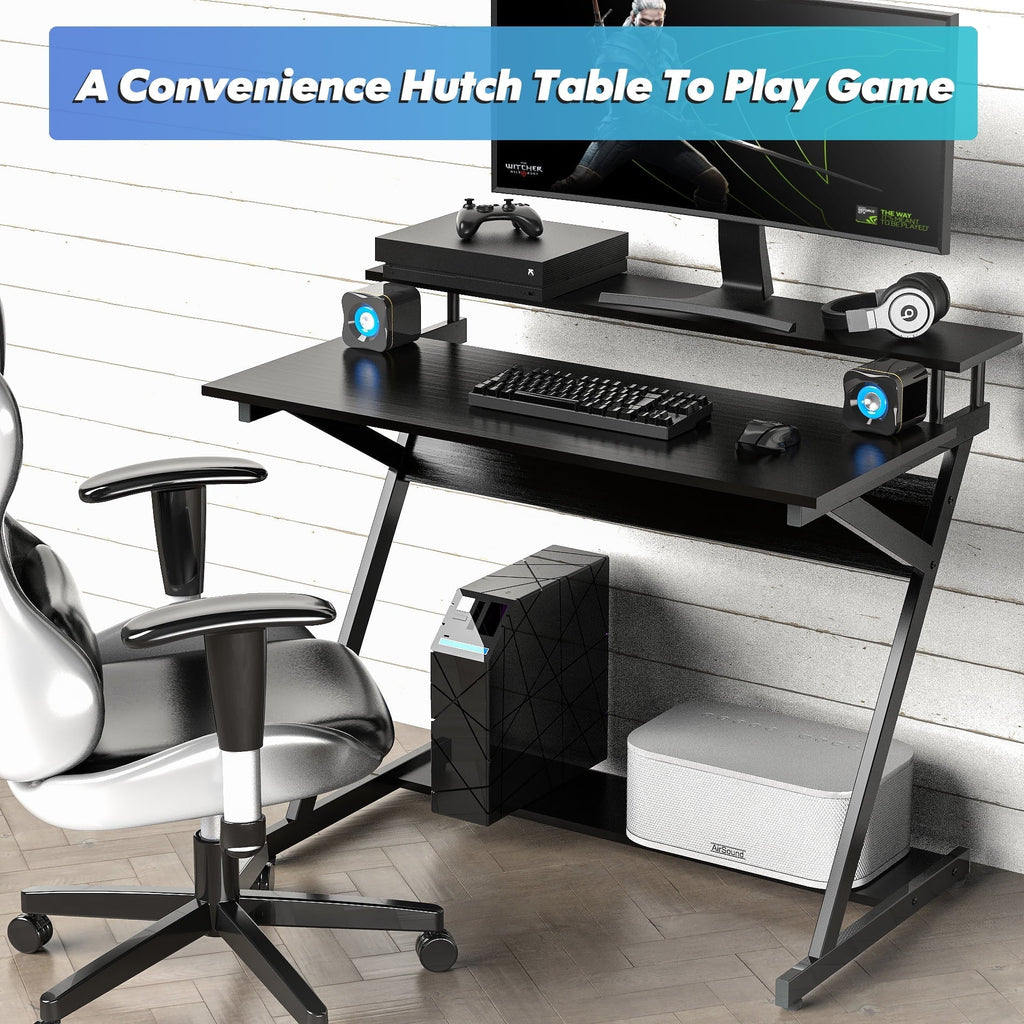 FITUEYES 39.4" x 21.9" x 33.1" Metal Portable Computer Desk, Black