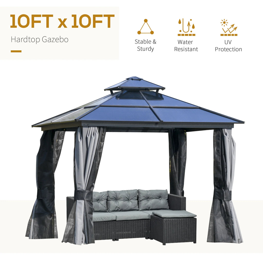 Outsunny 10' x 12' Hardtop Canopy Gazebo, Durability