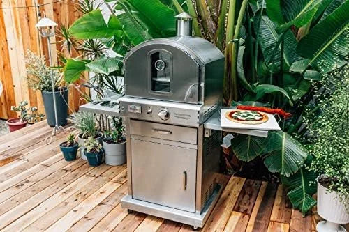 Summerset 'The Oven' Outdoor Freestanding Large Capacity Gas Ovens with Pizza Stones, Smoker Box and Mobile Cart, 304 Stainless Steel Construction, Natural Gas