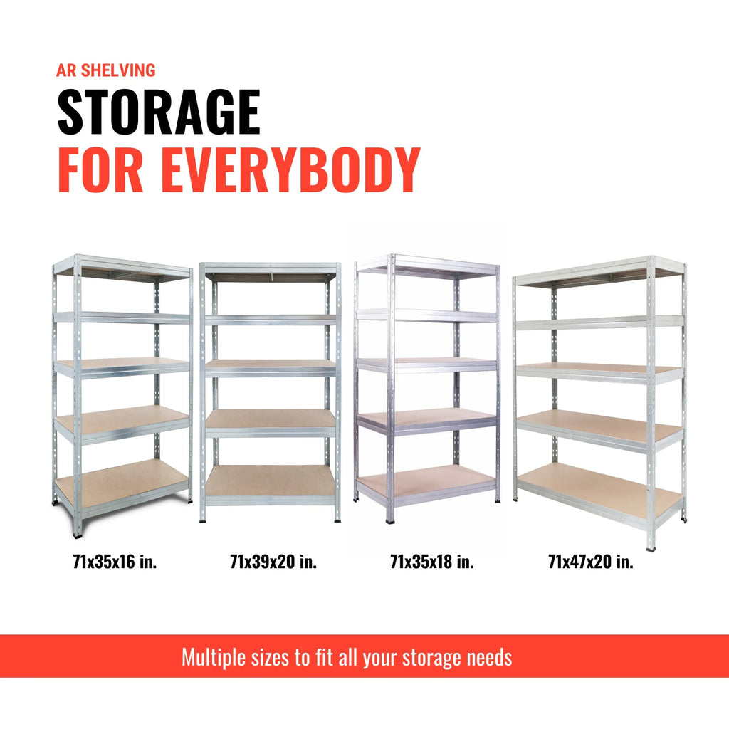 Ar Shelving 5- Tier Galvanized Steel Heavy Duty Garage Storage Shelving Unit with HDF Rack (39.2 in. W x 71 in. H x 20 in. D)