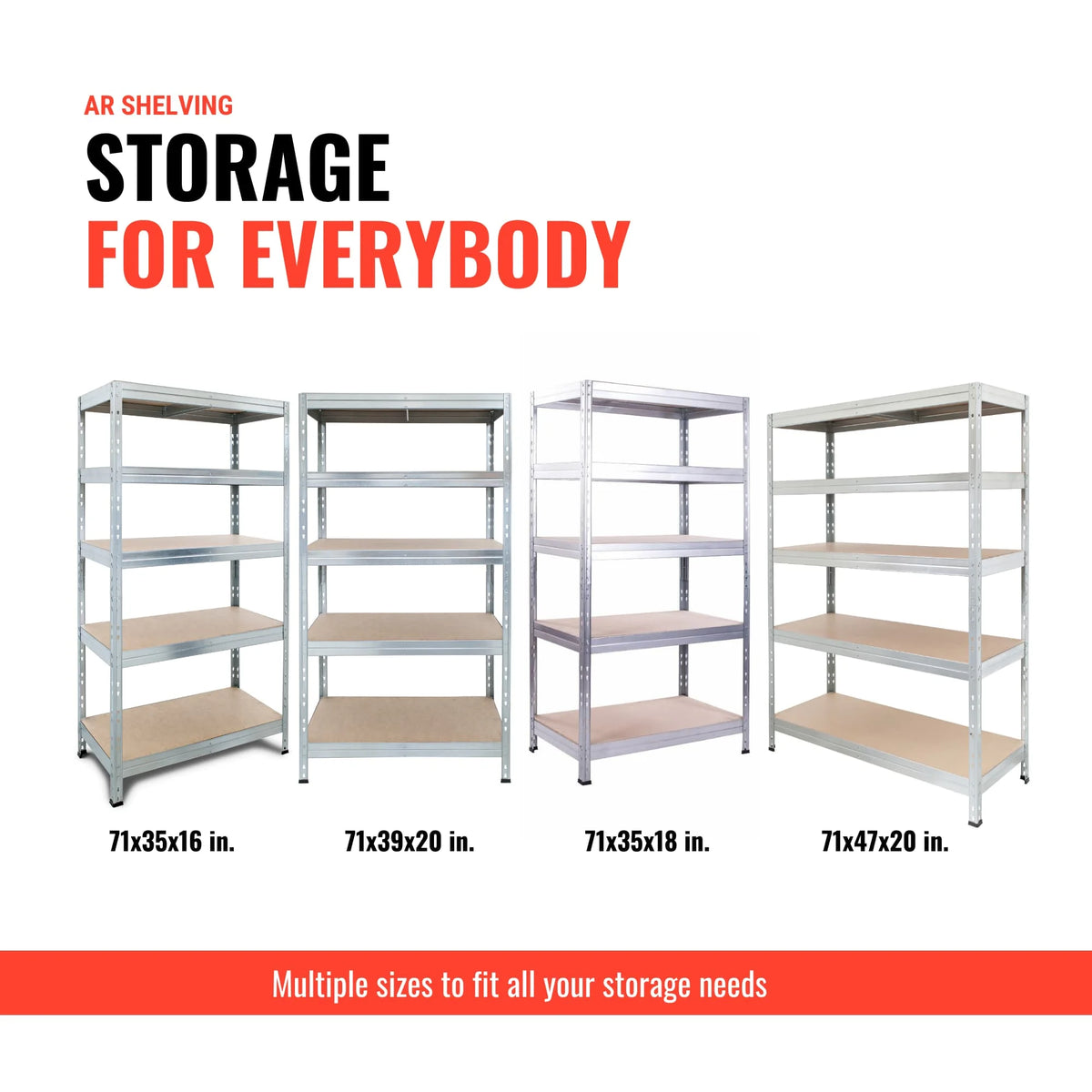 Ar Shelving 5- Tier Galvanized Steel Heavy Duty Garage Storage Shelving Unit with HDF Rack (39.2 in. W x 71 in. H x 20 in. D)