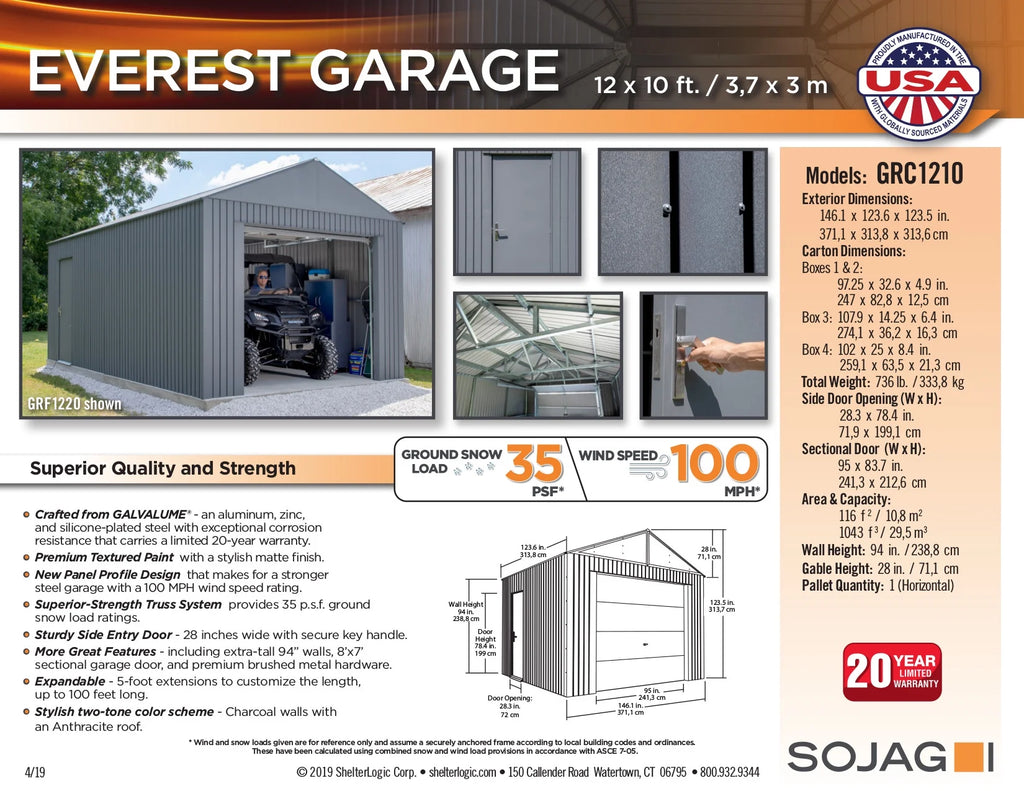 Garage Sojag Everest 12 pi x 25 pi