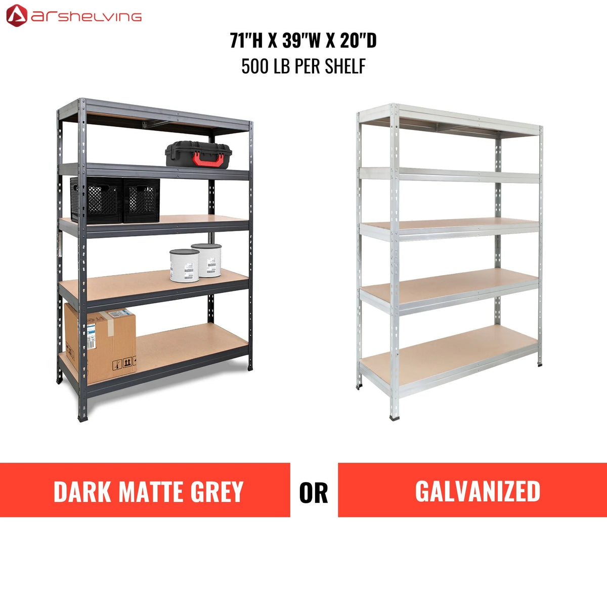Ar Shelving 5- Tier Galvanized Steel Heavy Duty Garage Storage Shelving Unit with HDF Rack (39.2 in. W x 71 in. H x 20 in. D)