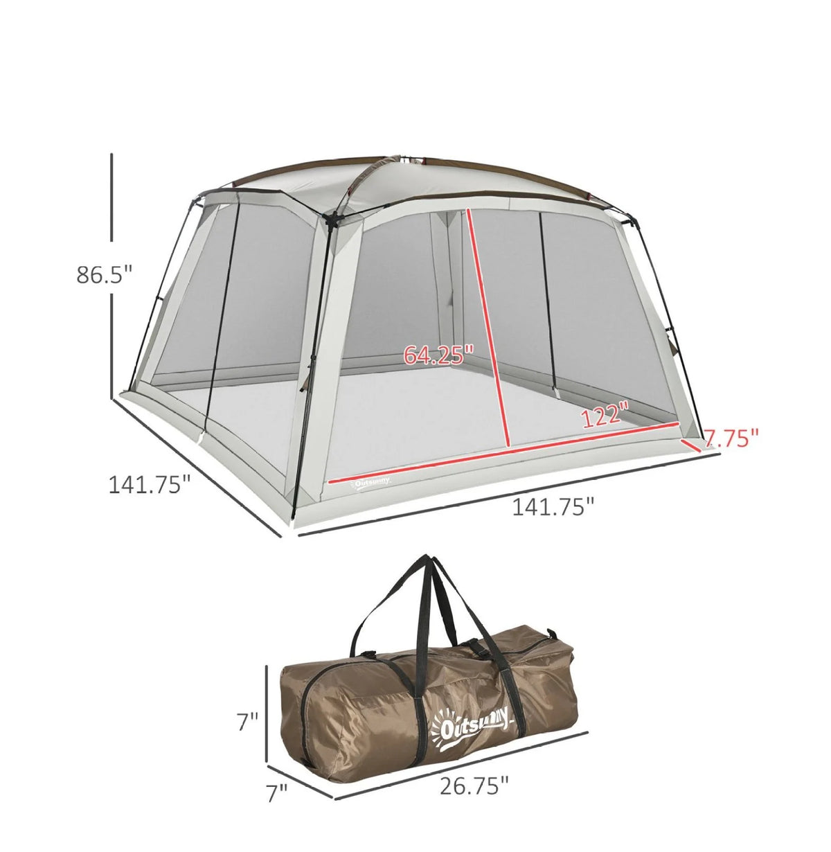 AetherLove Screen Tent - 10x10ft and 12x12ft Screen House with UV50+ Protection, Outdoor Shelter for Camping and Picnics 141.75" L x 141.75" W x 86.5" H