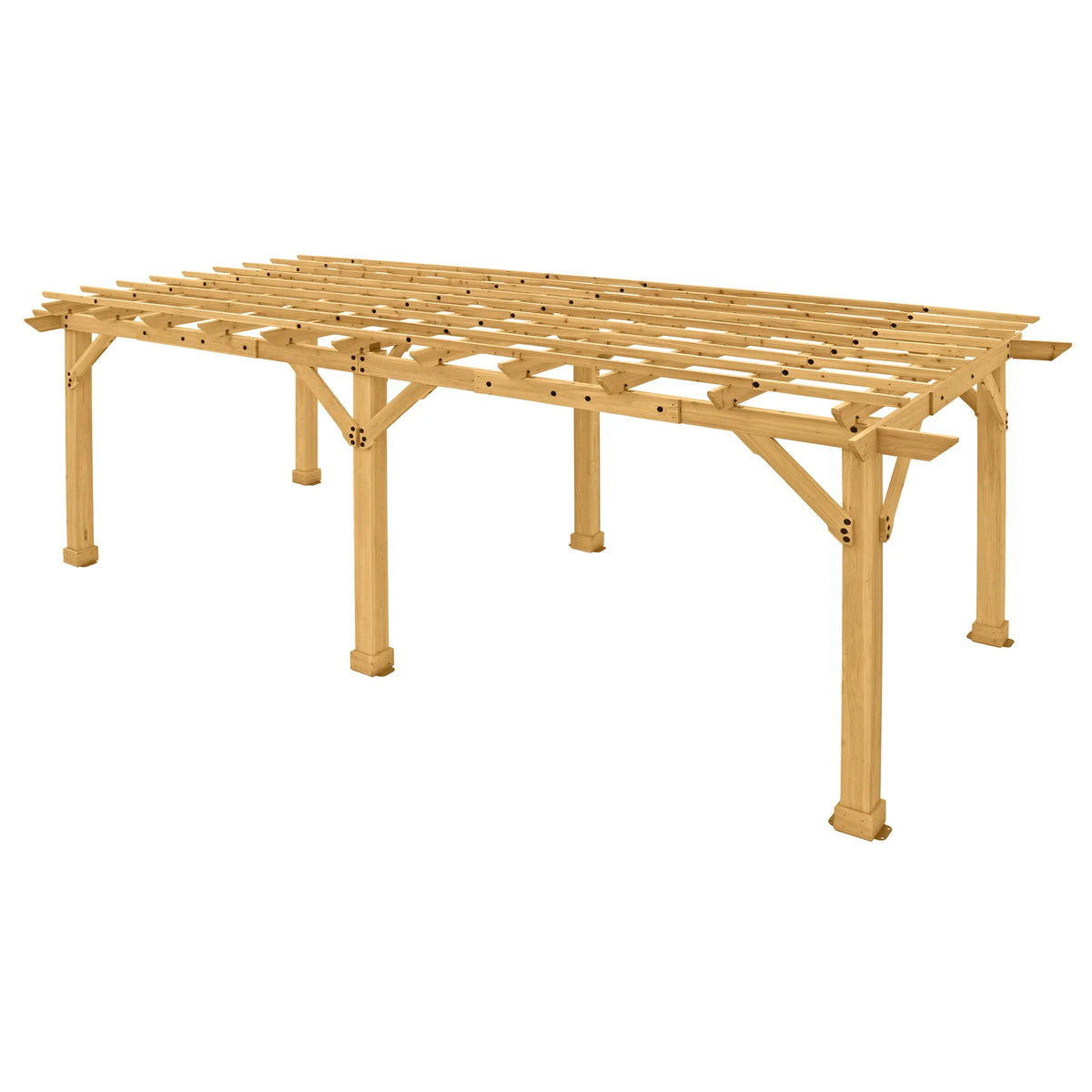 Pergola Yardistry Meridian 10 pi x 22 pi x 8 pi en cèdre naturel, design à niveaux multiples