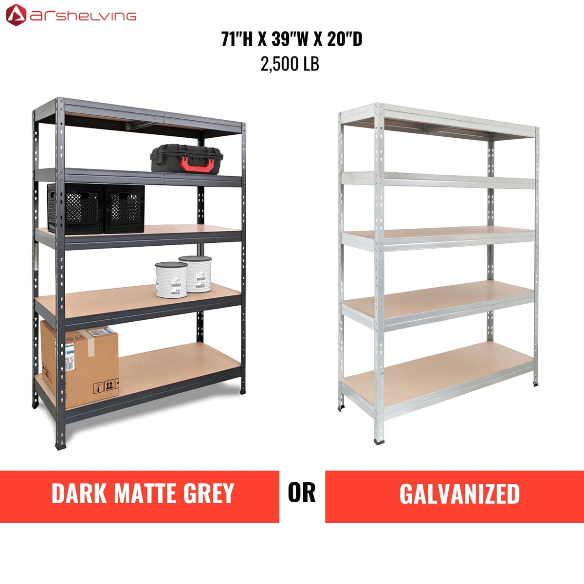 Ar Shelving 5- Tier Galvanized Steel Heavy Duty Garage Storage Shelving Unit with HDF Rack (39.2 in. W x 71 in. H x 20 in. D)