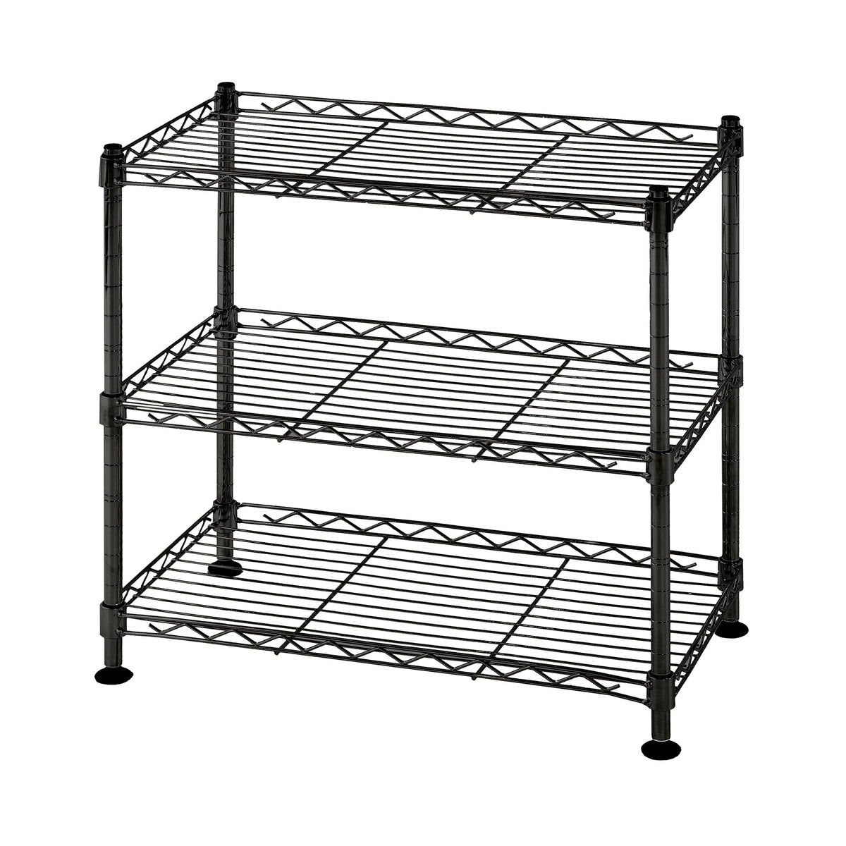 Juggernaut Storage Steel 3-Tier Storage Shelf Unit 18"H x 18"W x 10"D, 210lb Total Capacity, Black