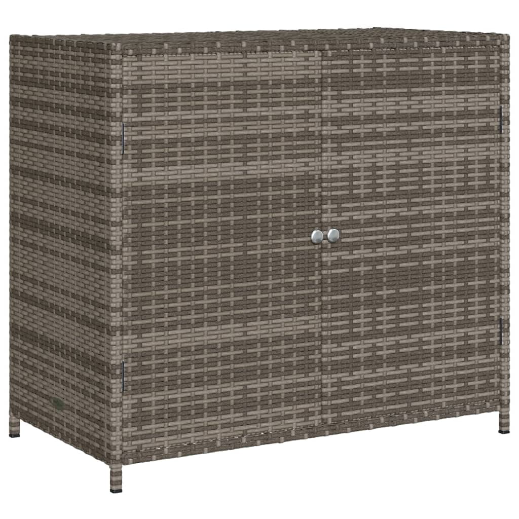 VidaXL Contemporary Poly Rattan Storage Cabinet, 32.7" x 17.7" x 29.9", Gray