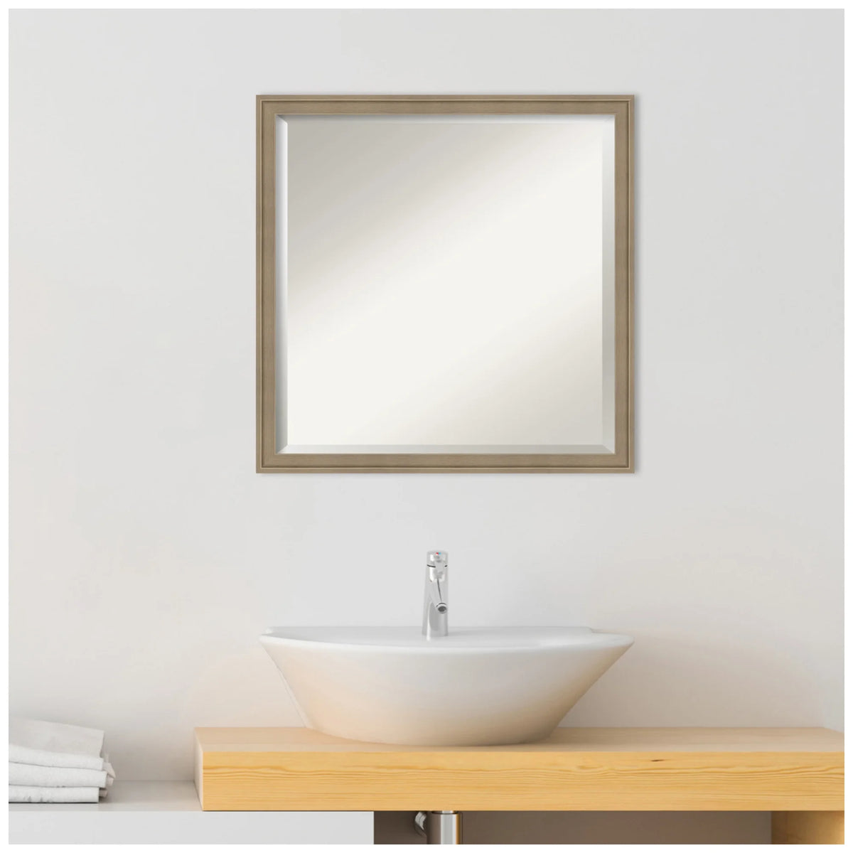 Amanti Art Florence Silver Beveled Wall Mirror 31.75 x 41.75 in.