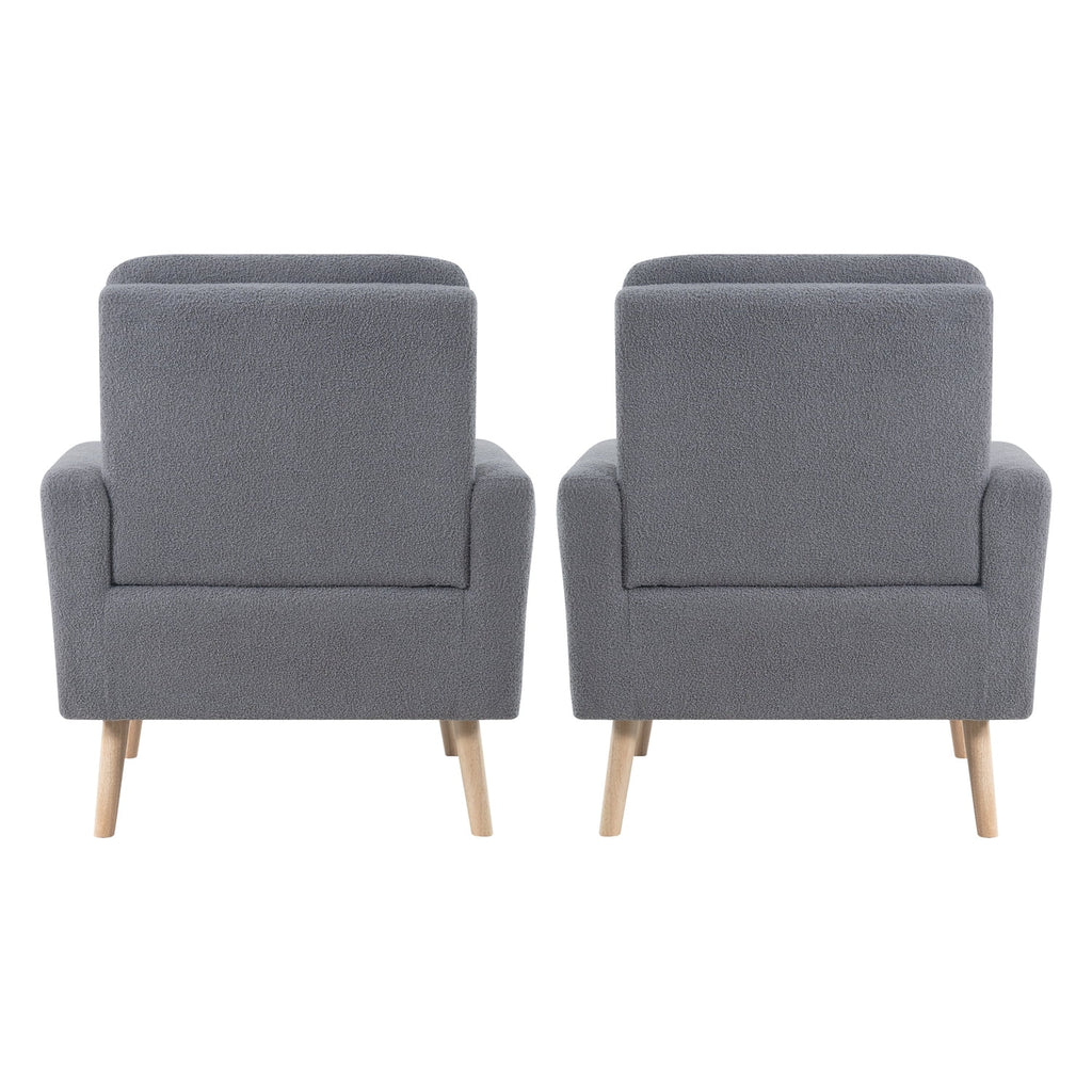 Naomi Home Frida Mid-Century Modern Accent Chair, Espresso Teddy Fleece Upholstered Armchair with Oak Legs, 28.74"D x 30.31"W x 35.04"H