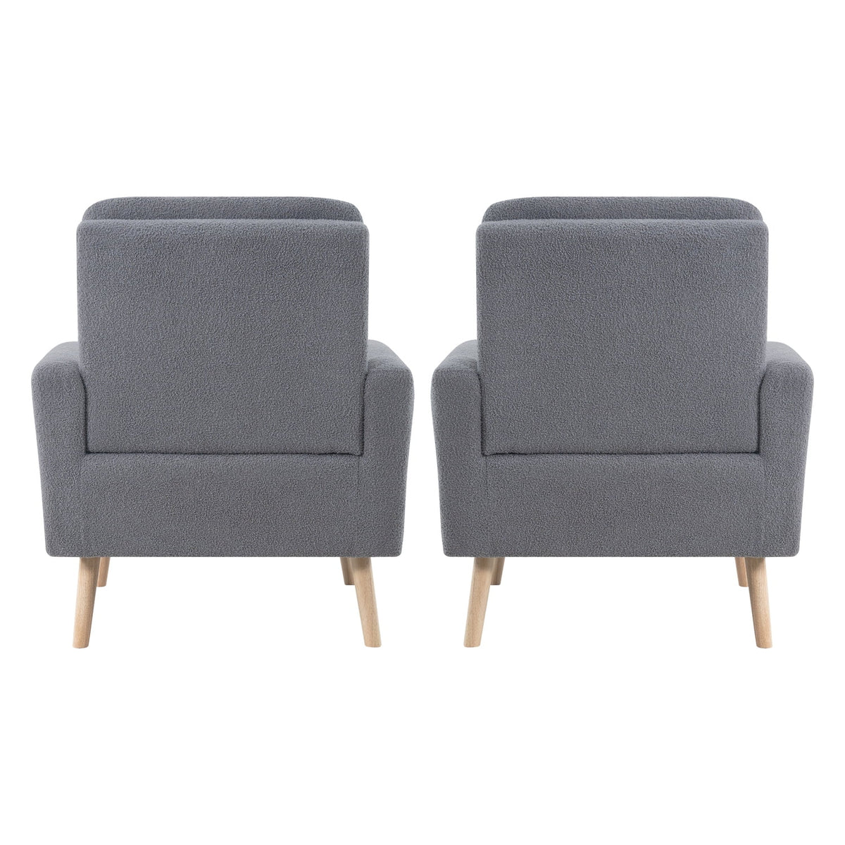 Naomi Home Frida Mid-Century Modern Accent Chair, Espresso Teddy Fleece Upholstered Armchair with Oak Legs, 28.74"D x 30.31"W x 35.04"H
