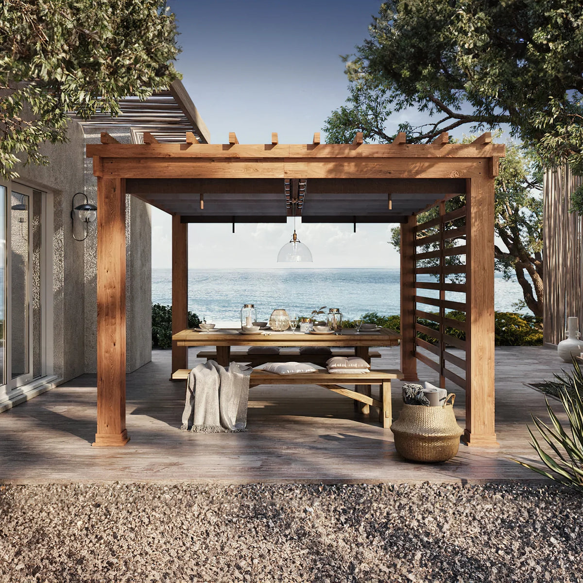 SummerCove 13 ft. x 11 ft. Woodlynne Steel Pergola