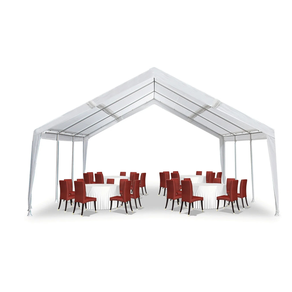 Abri extensible King Canopy 12 pi x 20 pi / 20 pi x 20 pi, structure en acier, 8 pieds, blanc