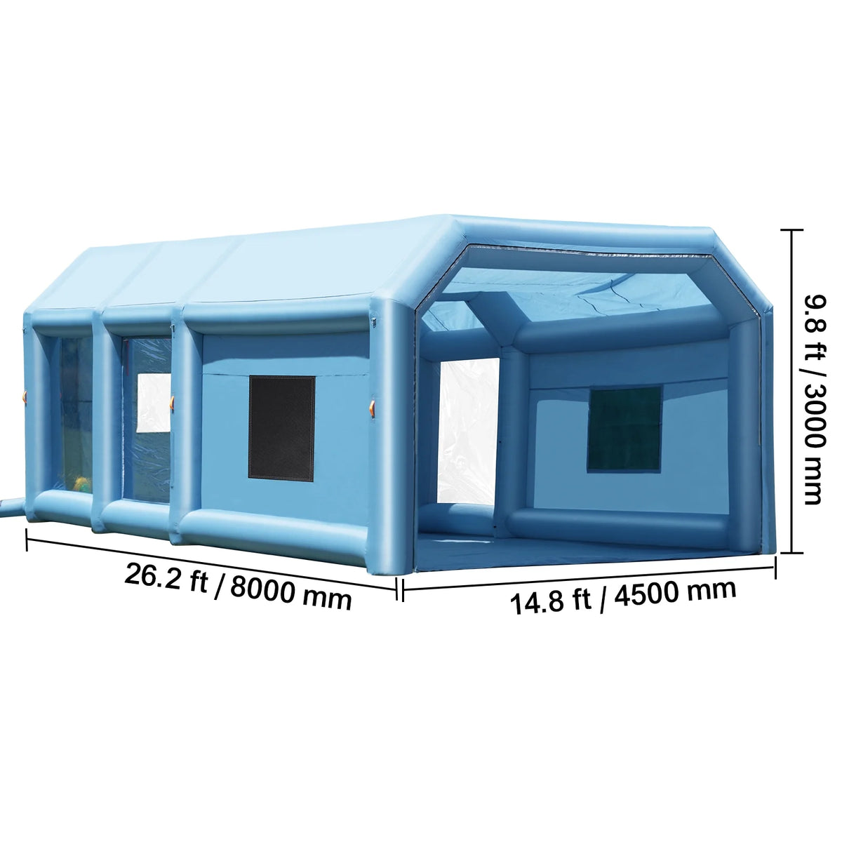 KFFKFF Inflatable Paint Booth, Dimensions 26.2 x 14.8 x 9.8 ft, Suitable for Small Trucks, Equipped with 950W+750W Robust Air Movers and Air Purification Mechanism