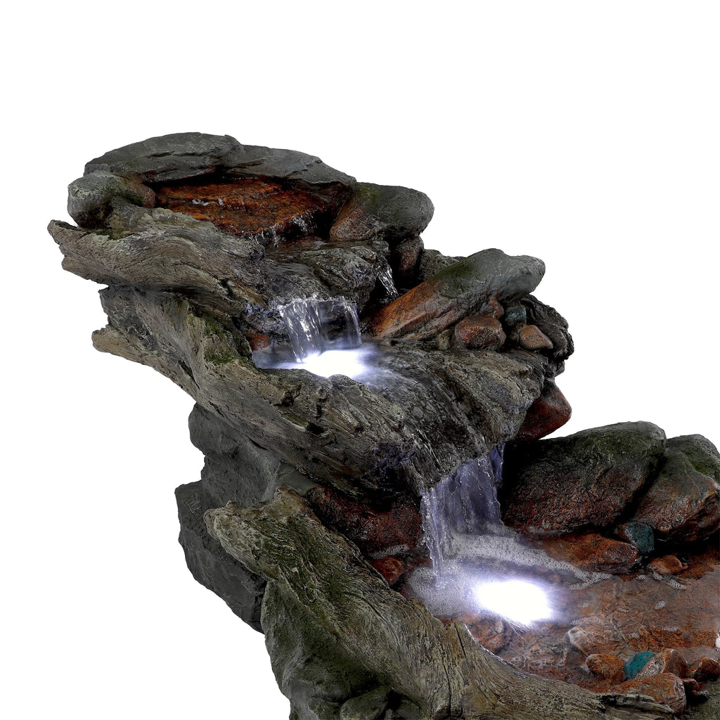 Fontaine de sol en polystone à cascade avec éclairage Alpine Corporation, 59 po x 16 po x 20 po, marron
