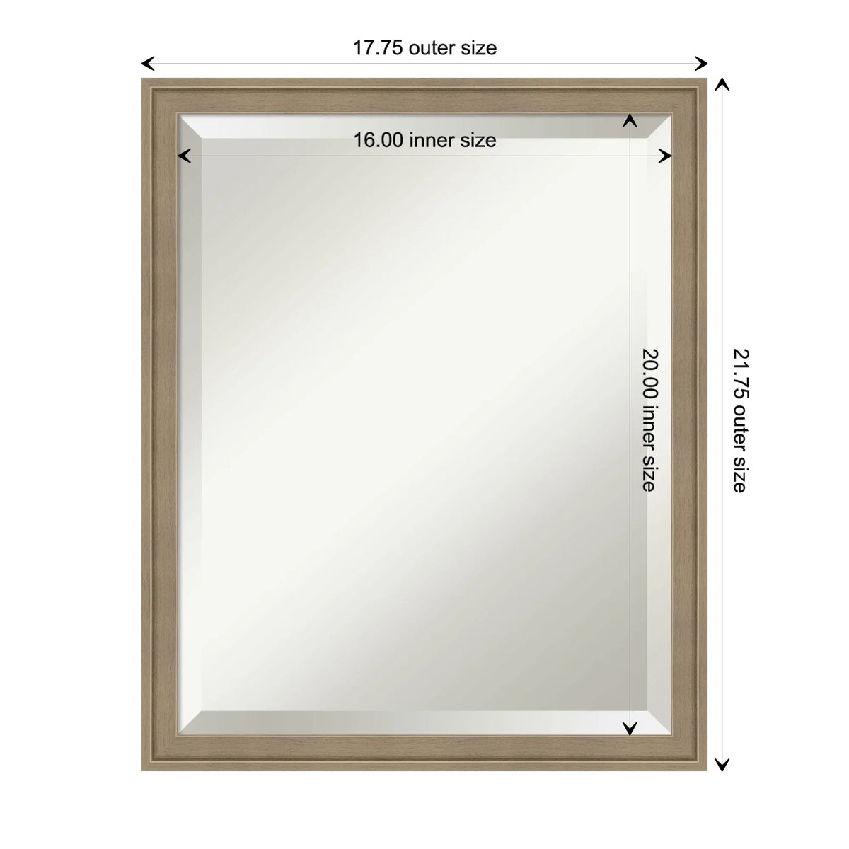 Amanti Art Florence Silver Beveled Wall Mirror 31.75 x 41.75 in.