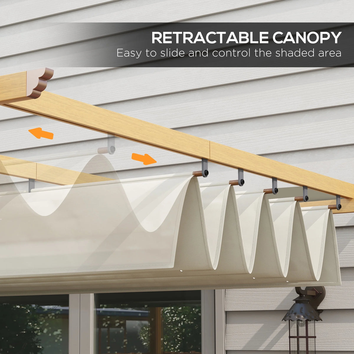 Outsunny 10' x 10' x 88.25" Cream White Aluminum Pergola, Retractable Canopy and Water-Resistant
