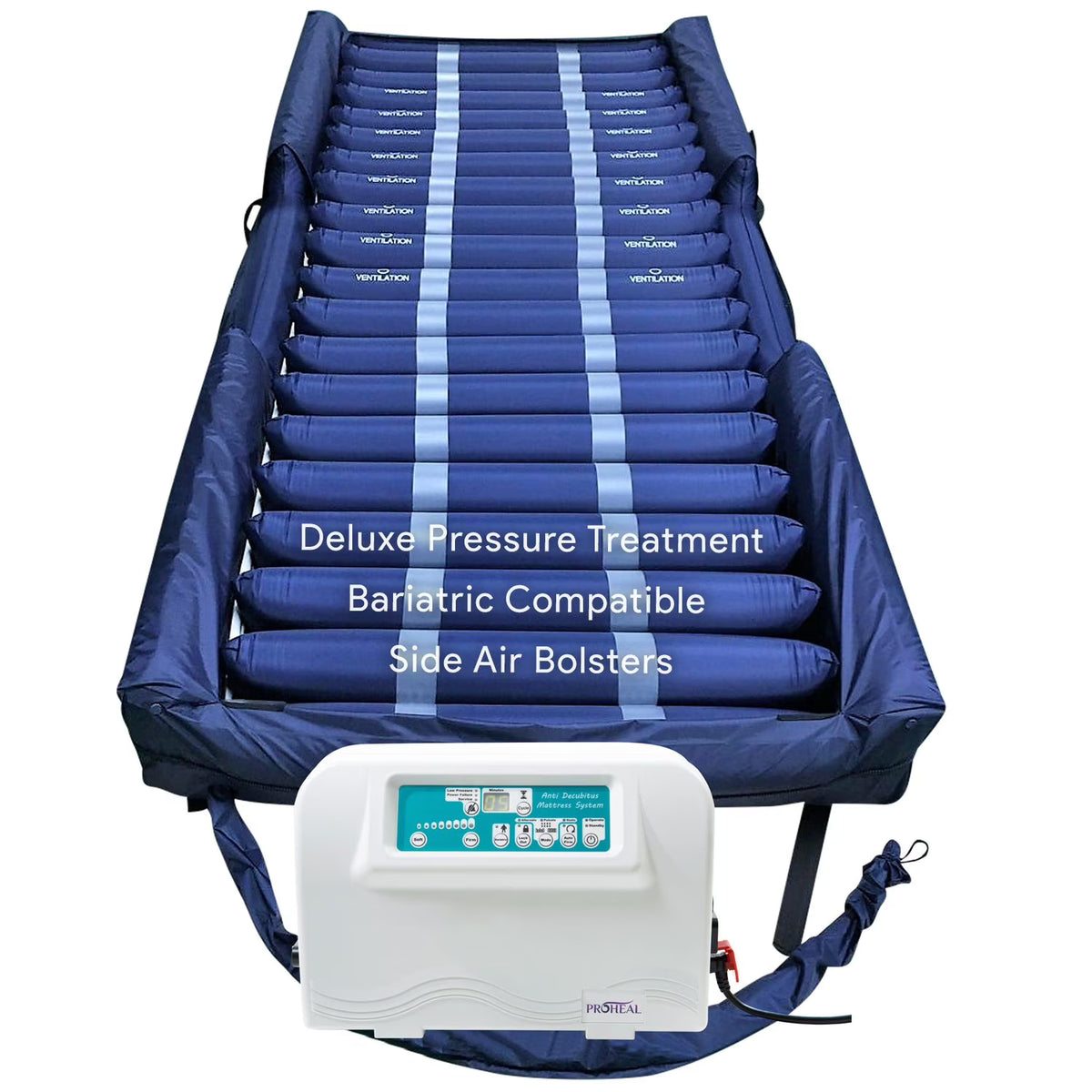 Proheal Bariatric True Low Air Loss Alternating Pressure Air Mattress with Pump & Side Air Perimeter - 42" x 80" x 8/11"