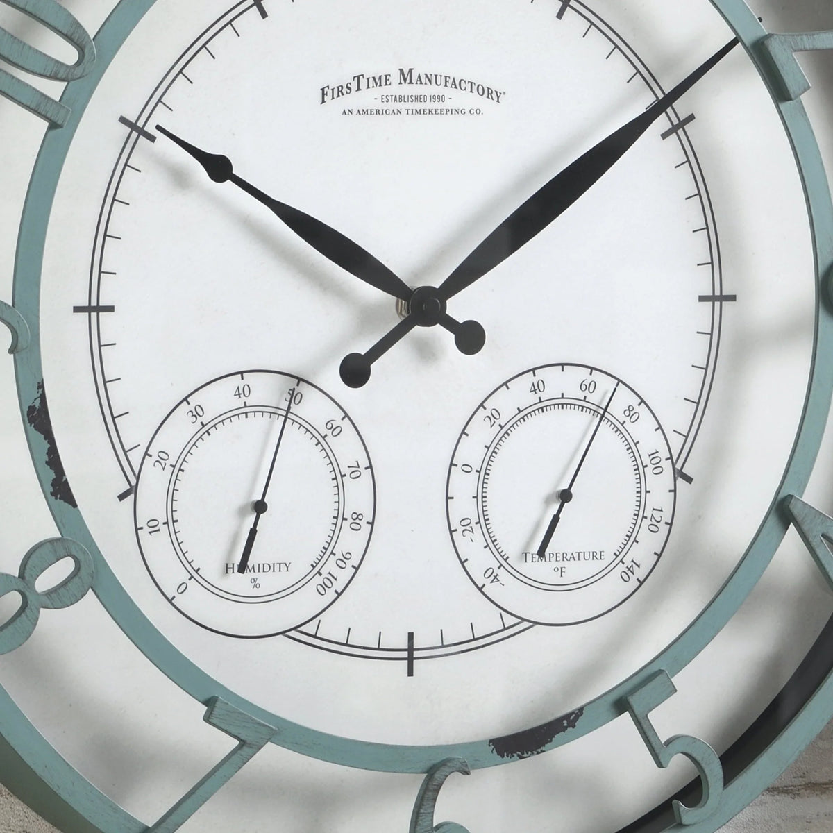 FirsTime & Co. Teal Laguna Outdoor Wall Clock, Farmhouse, Analog, 18 x 2 x 18 in