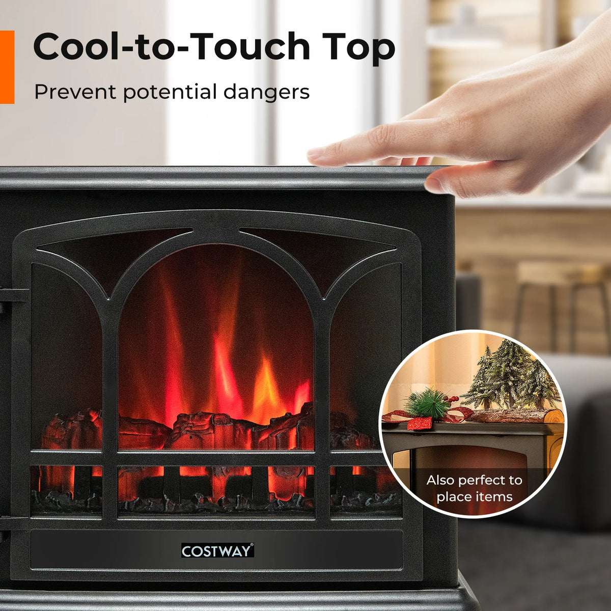 Costway 20'' x 23'' Freestanding 1400W Electric Indoor Fireplace