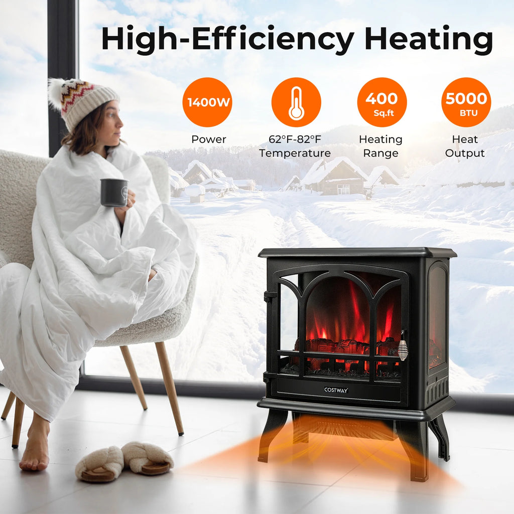 Costway 20'' x 23'' Freestanding 1400W Electric Indoor Fireplace