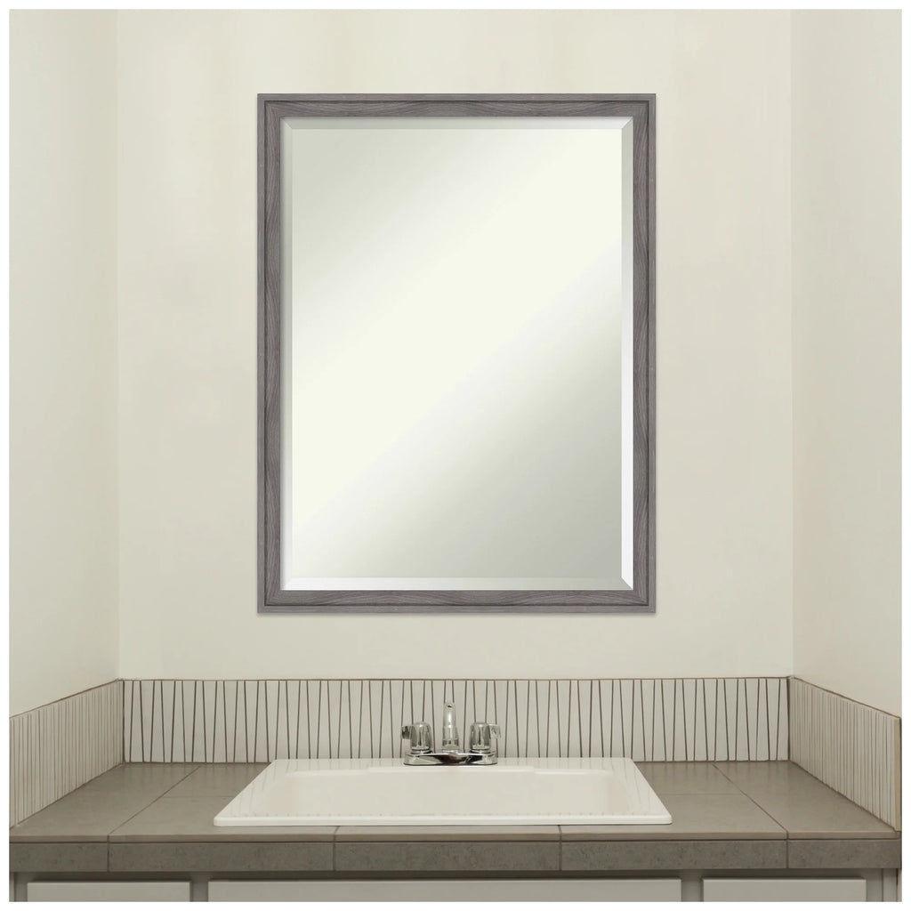 Amanti Art Florence Silver Beveled Wall Mirror 31.75 x 41.75 in.