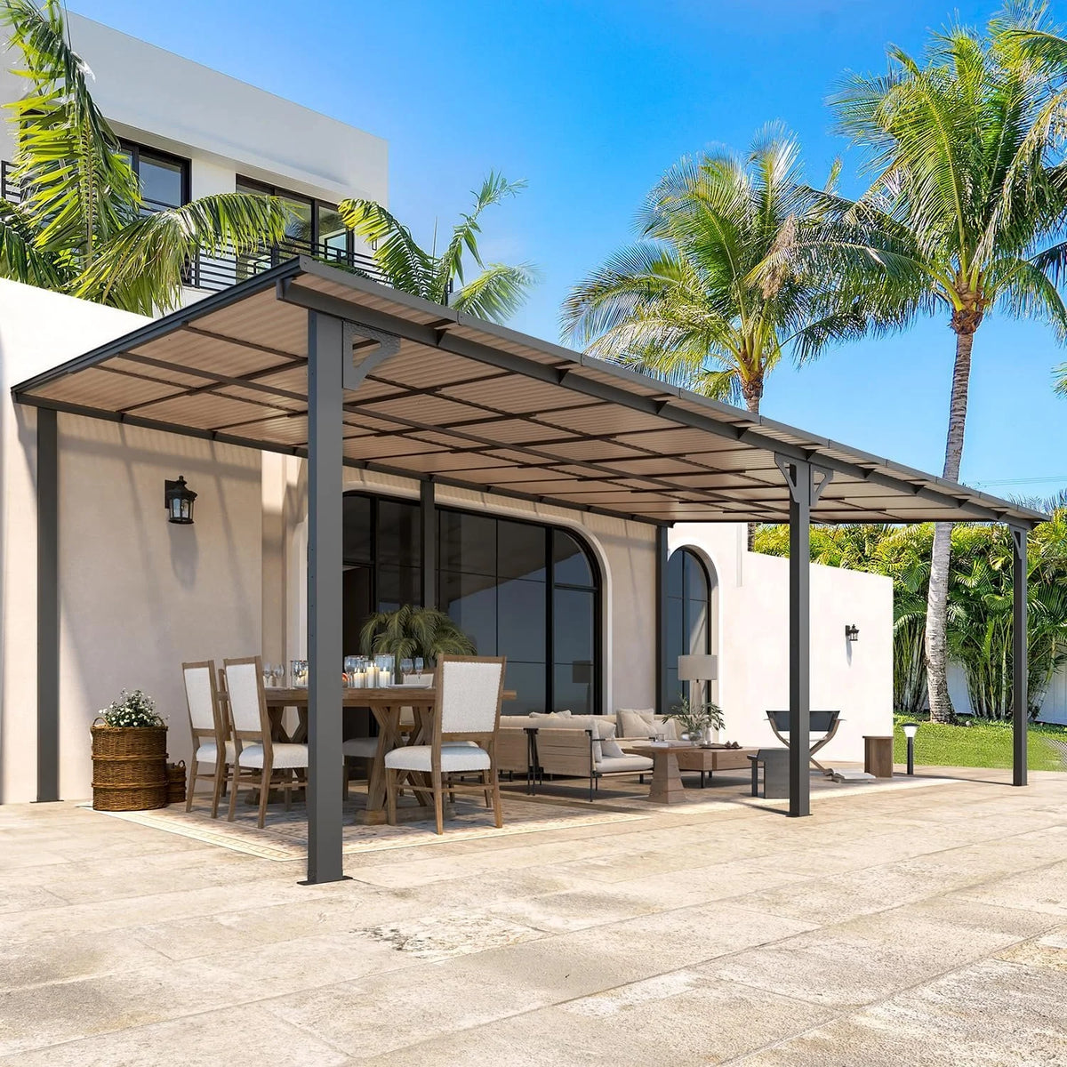 Aecojoy 20'x12′ Wall Mounteds Gazebos Pergola