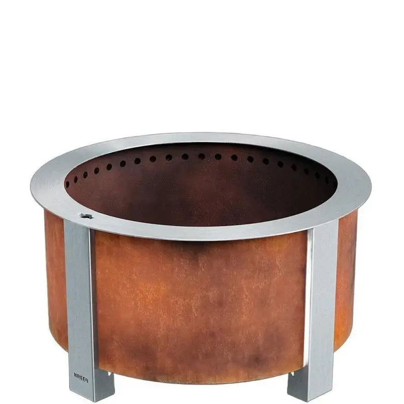 X Series 28 Inch Round Cortens Steels Wood-Burning Fire Pit in Stainless Steel by Breeo