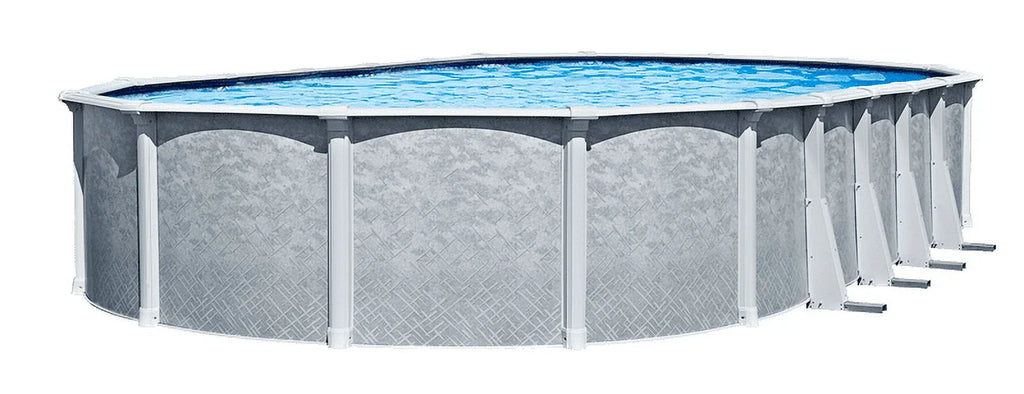 Lake Effect Pools 15' x 30' x 52" Height Oval Lifestyle Above Ground Swimming Pool with 25 Gauge Solid Blue Liner