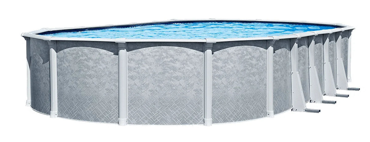 Lake Effect Pools 15' x 30' x 52" Height Oval Lifestyle Above Ground Swimming Pool with 25 Gauge Solid Blue Liner