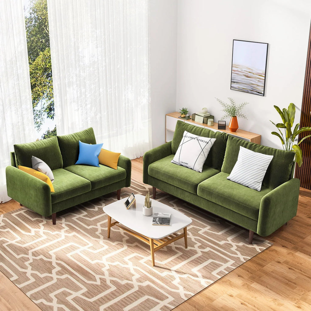 56.3'' Velvet Round Arm Loveseat, Couch with Solid Wood Frame, for Guest Room, Teenager's Room, and Small Apartment,33.1'' H x 56.3'' W x 31.1'' D