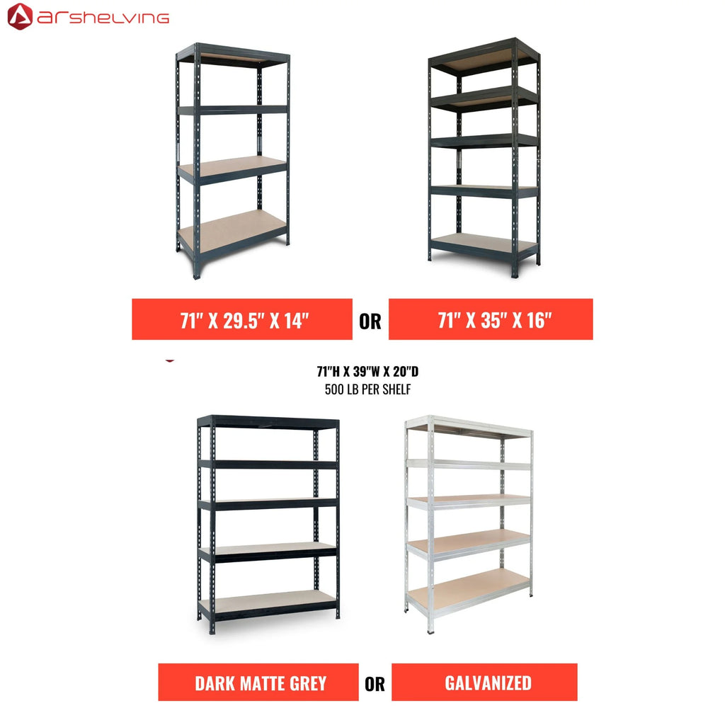 Ar Shelving 5- Tier Galvanized Steel Heavy Duty Garage Storage Shelving Unit with HDF Rack (39.2 in. W x 71 in. H x 20 in. D)