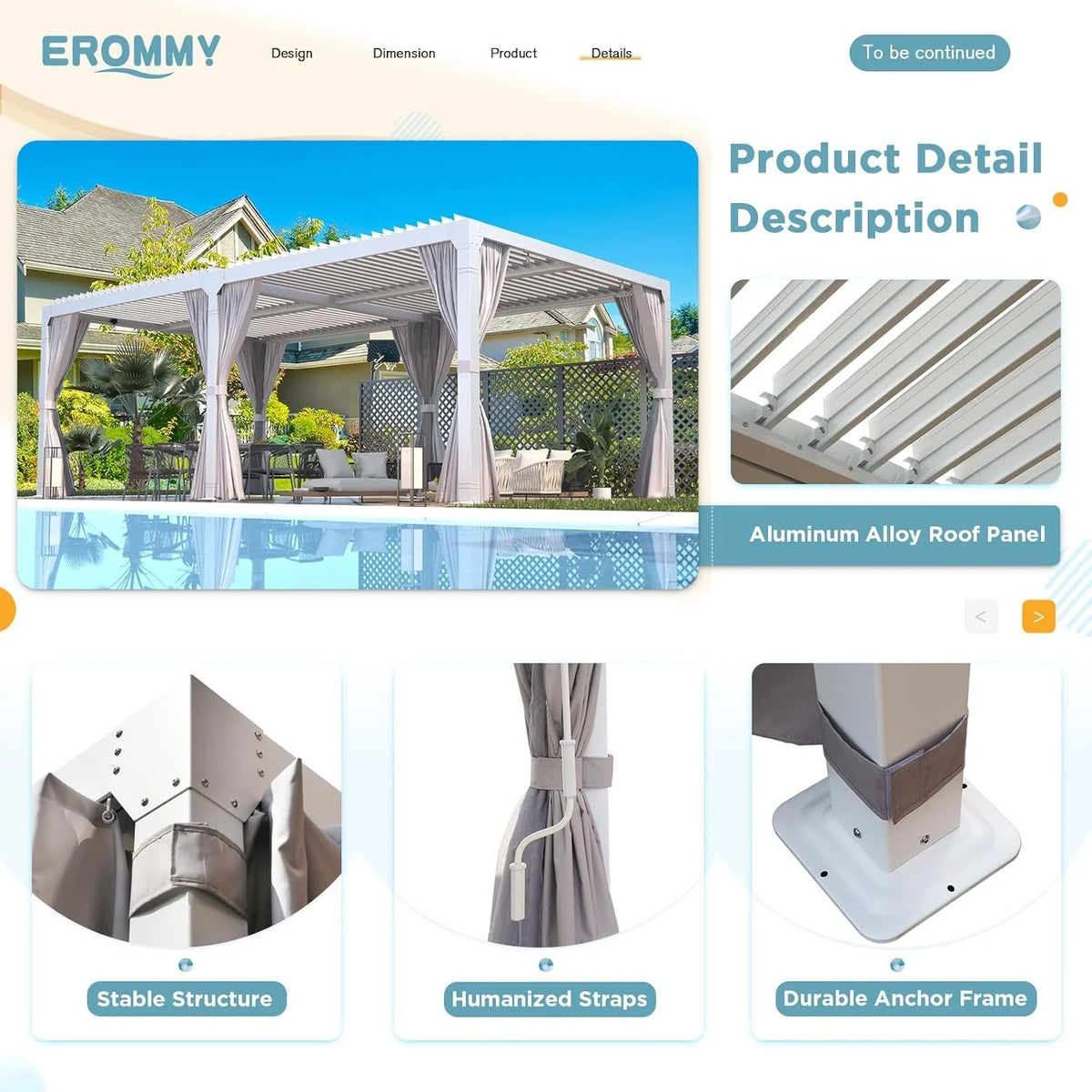 EROMMY 12'x24′ Outdoor Louvered Pergola Gazebos